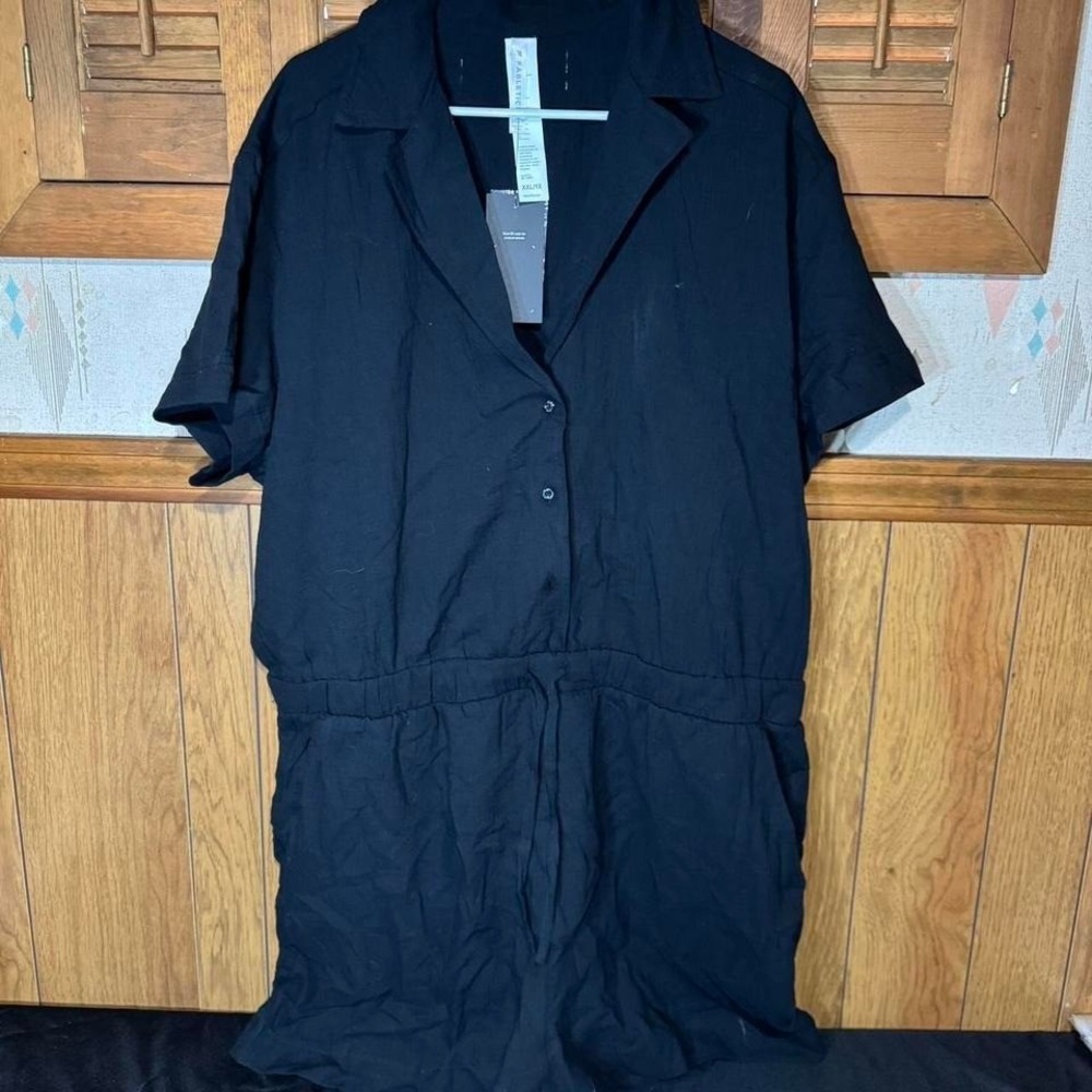 Fabletics‎ Black Linen Romper Size XXL
